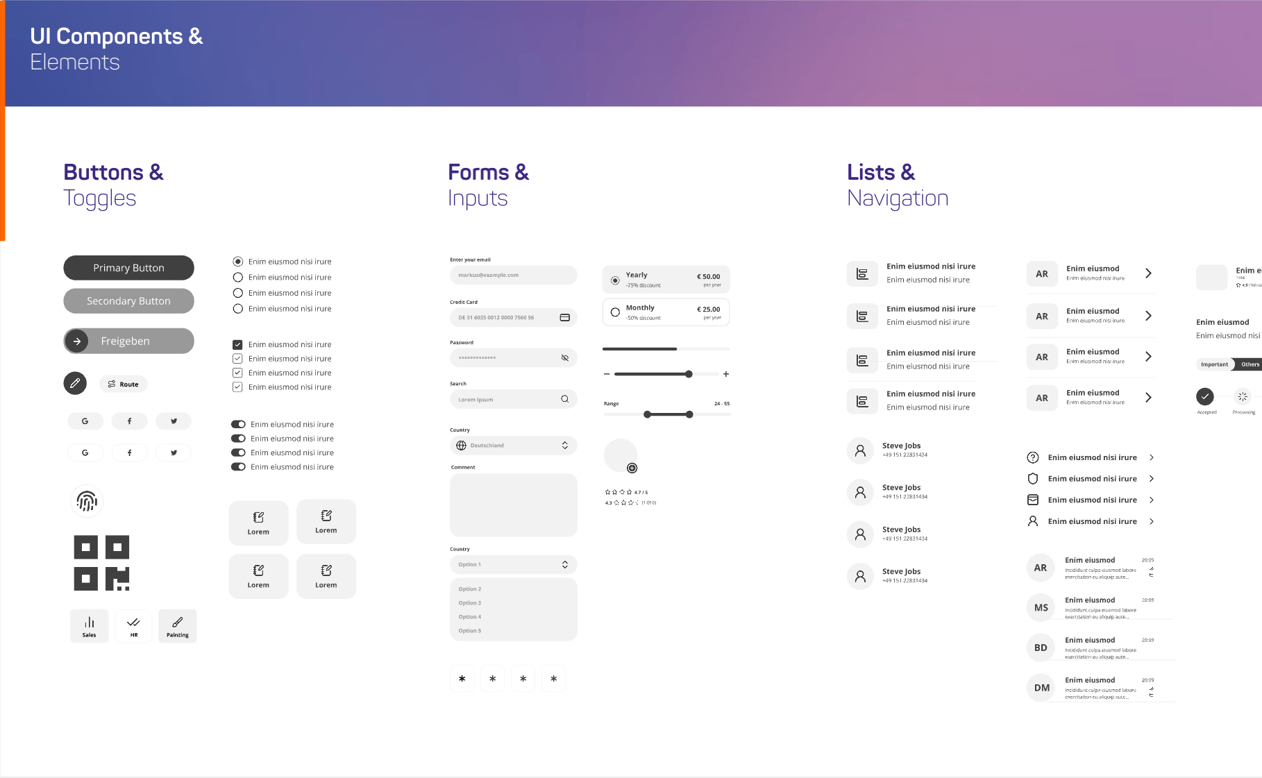 UI Components & Elements